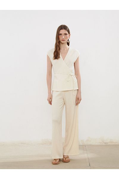 LC Waikiki Elastic Waist Textured Women's Trousers