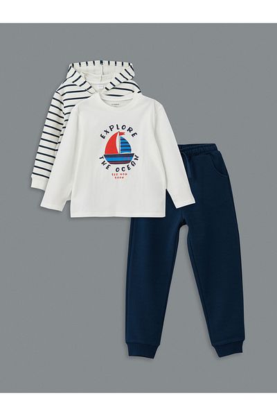 LC Waikiki Crew Neck Printed Boys' Suit 3 Pieces