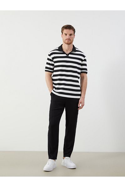 LC Waikiki Ανδρικό μπλουζάκι Polo Collar ριγέ χτενισμένο βαμβακερό