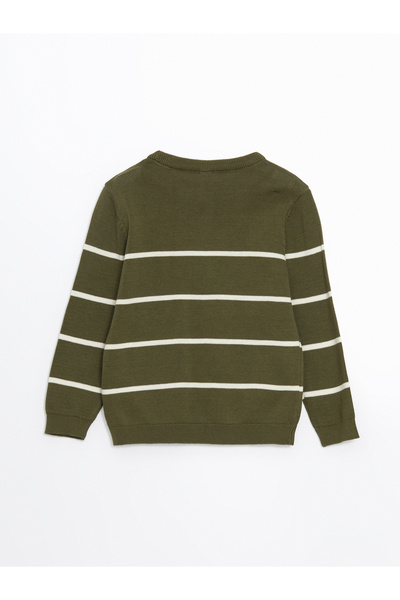 LC Waikiki Tricotaj cu dungi cu gât roșu Pulover pentru băiat