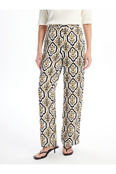 LC Waikiki Patterned Women's Trousers with Elastic Waist