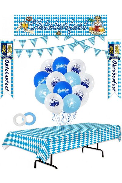 AnMeelin Birthday Set, 54 Pieces, White/blue, Polyester/latex