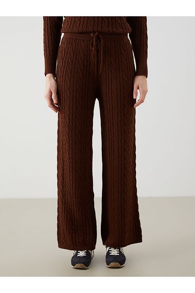 LC Waikiki Women's Self Patterned Knitwear Pants with Elastic Waist