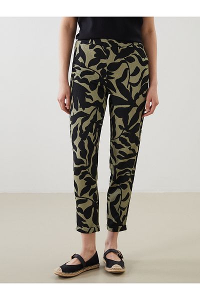 LC Waikiki Patterned Women's Trousers with Elastic Waist