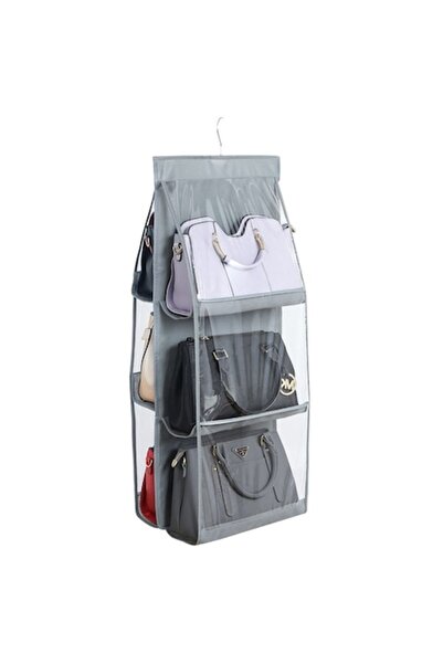 CRACOS Organizator suspendat pentru genți de mână, 6 rafturi semi-deschise, gri