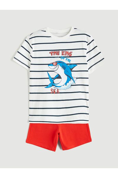 LC Waikiki Printed Boy's T-Shirt and Shorts 2-Piece