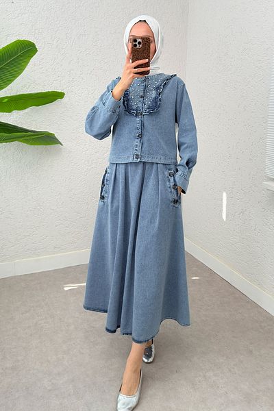 DPARİS Set din denim cu volane