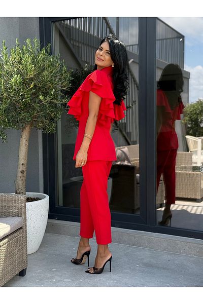 RAMONA BADESCU EXCLUSIVE Elegant suit with ruffles – fitted cut and tapered trousers