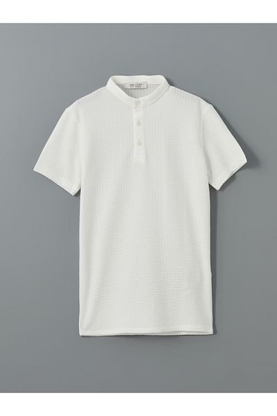 LC Waikiki Judge Collar Textured Boy's T-Shirt