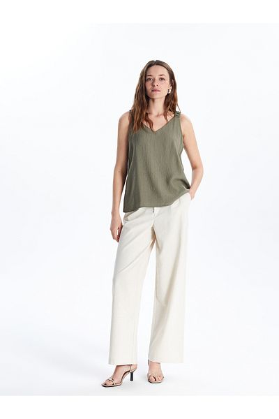 LC Waikiki V-Neck Textured Women's Blouse