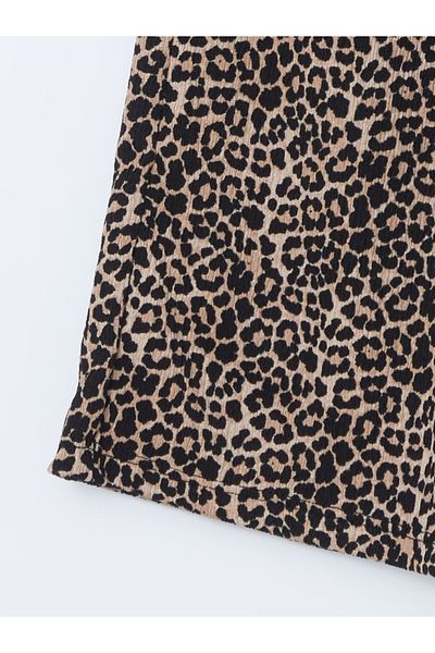LC Waikiki Leopard Patterned Girl's Trousers with Elastic Waist