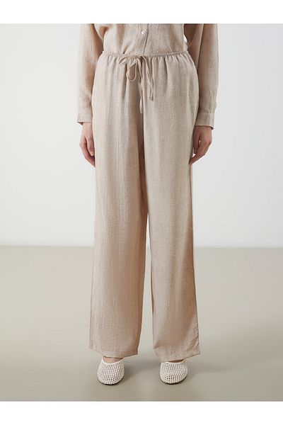LC Waikiki Linen Look Women's Trousers with Elastic Waist