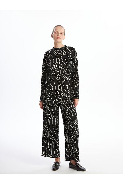 LC Waikiki Patterned Women's Trousers with Elastic Waist
