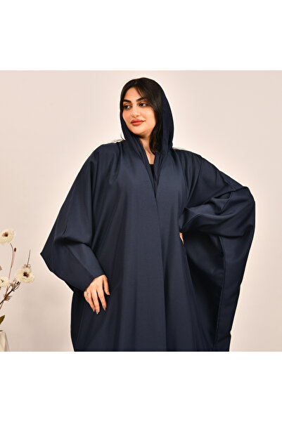 Beyond Navy blue crepe wrap abaya with a quarter bisht