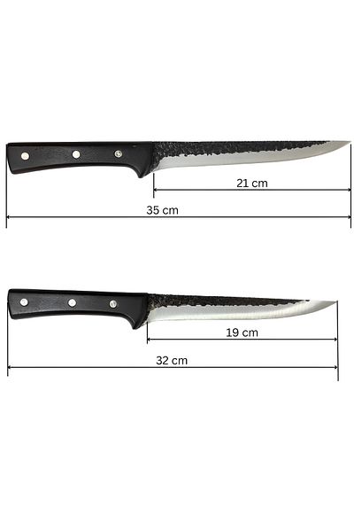 Herum Butcher knife set, wooden handle, straight blade, Black, 4 pieces