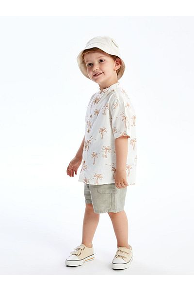 LC Waikiki Lcw Kids Judge Collar Short Sleeve Printed Baby Boy Shirt