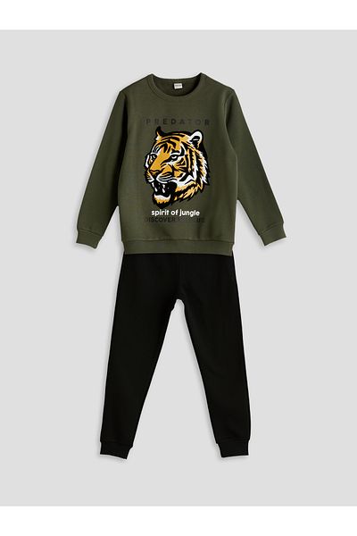 LC Waikiki Σετ αγορίστικη φόρμα Crew Neck Tiger Printed