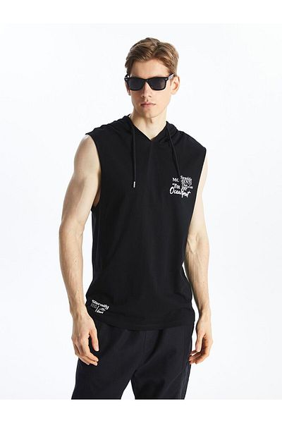 LC Waikiki XSIDE Hooded Printed Combed Cotton Men's Sleeveless T-Shirt