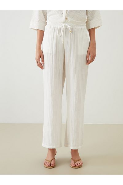 LC Waikiki Pantaloni de damă texturați cu talie elastică
