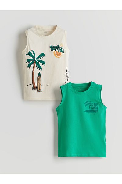 LC Waikiki Crew Neck Printed Boys Singlet 2-Piece