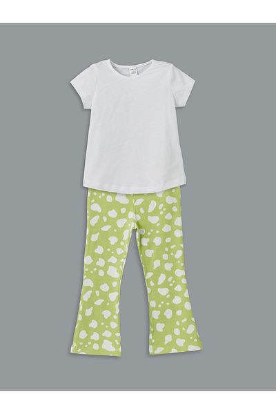 LC Waikiki Crew Neck Basic Girl's Blouse and Leggings 2-Piece