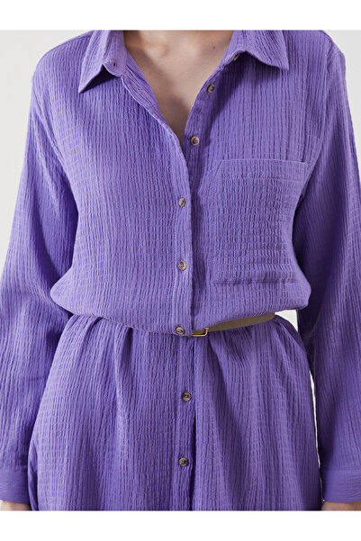 LC Waikiki Texturované košilové šaty z mušelínu