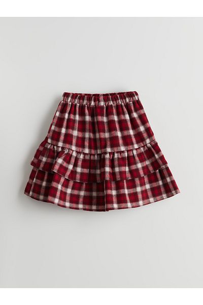 LC Waikiki Plaid Girl's Skirt with Elastic Waist