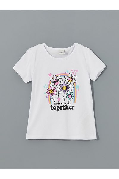 LC Waikiki Tricou și pantaloni scurți pentru fete Crew Neck