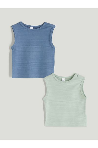 LC Waikiki Crew Neck Basic Baby Boy Undershirt, Pack of 2