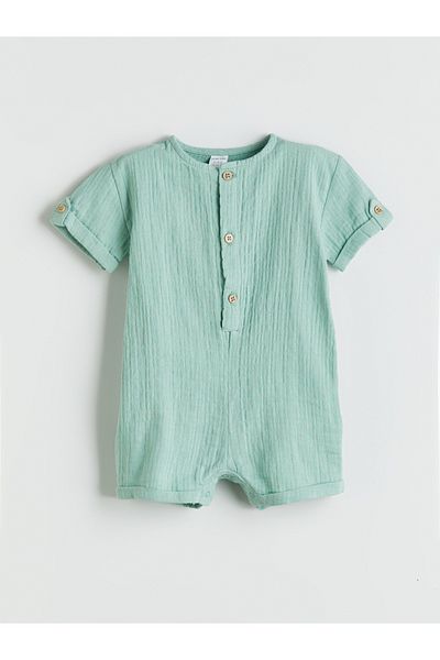 LC Waikiki Crew Neck Baby Boy Muslin Jumpsuit
