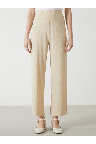 LC Waikiki Elastic Waist Textured Women's Trousers