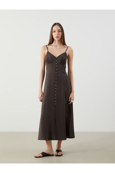 LC Waikiki Heart Neck Gather Detailed Strap Dress