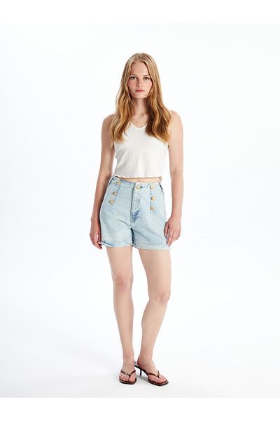 LC Waikiki Pantaloni scurti de jeans pentru femei Standard Fit
