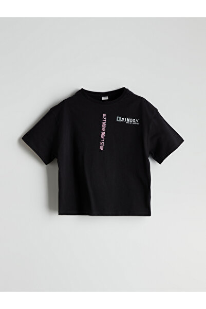 LC Waikiki Tricou Crop pentru fetiță cu guler rotund