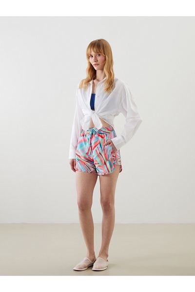 LC Waikiki Patterned Women's Swim Shorts with Elastic Waist