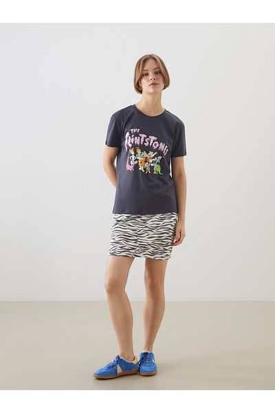 LC Waikiki Crew Neck Stone Age Printed Women's T-Shirt