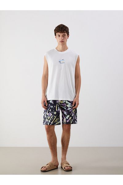 LC Waikiki Bedrucktes ärmelloses Herren-T-Shirt mit Rundhalsausschnitt