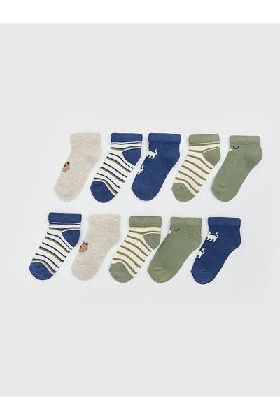 LC Waikiki Gestreifte Baby-Socken für Jungen, 10 Stück