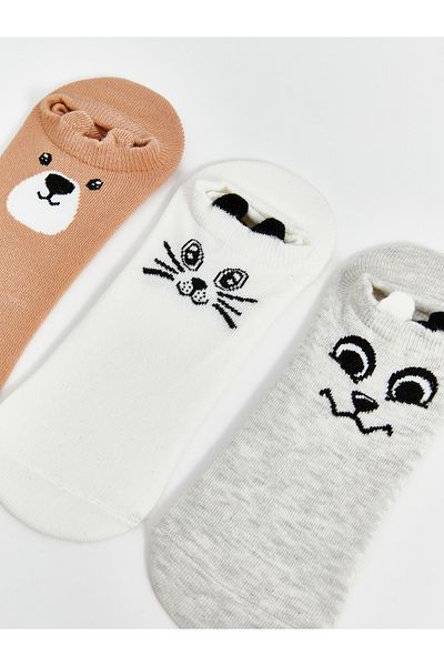 LC Waikiki Printed Women's Booties Socks 3-Pack