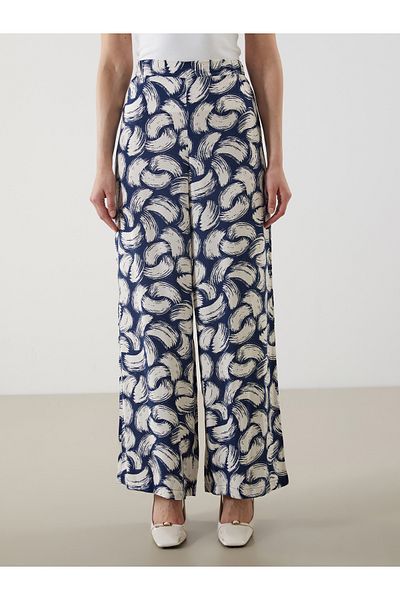 LC Waikiki Patterned Women's Trousers with Elastic Waist