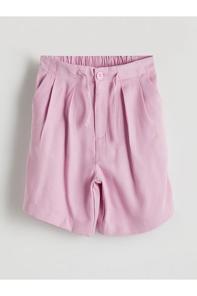 LC Waikiki Pleated Girl's Shorts with Elastic Waist