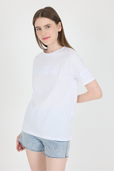 Rays Tricou cu potrivire relaxată cu litere în relief alb 25209