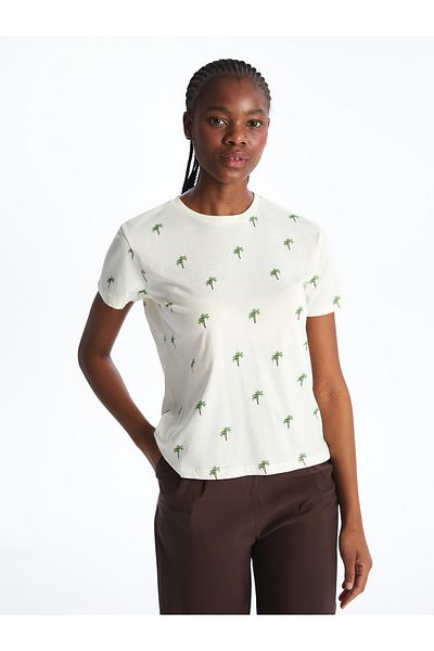 LC Waikiki Crew Neck Palm Printed Women's T-Shirt