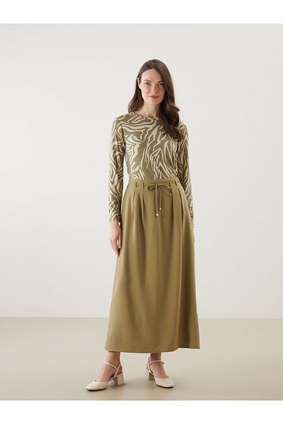 LC Waikiki Linen Look Skirt with Elastic Waist