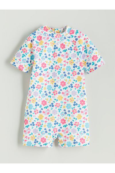 LC Waikiki Crew Neck Floral Baby Girl Swimsuit