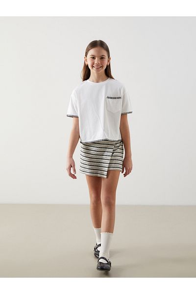 LC Waikiki Crew Neck Girl's T-Shirt and Shorts Skirt