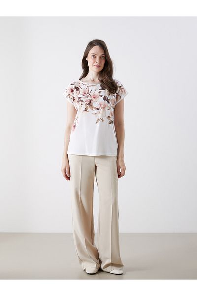 LC Waikiki Women's Boat Neck Floral T-Shirt