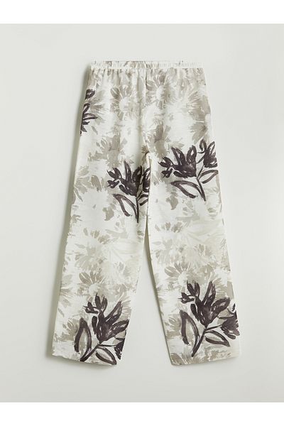 LC Waikiki Elastic Waist Floral Wide Leg Women's Trousers