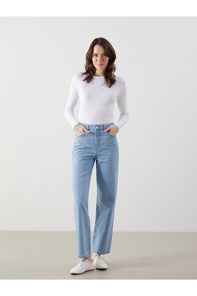 LC Waikiki Pantaloni de damă Stoned Straight Fit