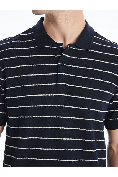 LC Waikiki Ανδρικό μπλουζάκι Polo Collar ριγέ χτενισμένο βαμβακερό